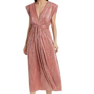 Sabina Musáyev Harvey Plunging Foil Midi-Dress